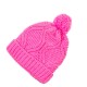 eUty Women Bright Fuchsia Fold-Over Beanie with Pom Pom One Size