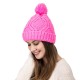 eUty Women Bright Fuchsia Fold-Over Beanie with Pom Pom One Size