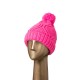 eUty Women Bright Fuchsia Fold-Over Beanie with Pom Pom One Size