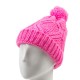 eUty Women Bright Fuchsia Fold-Over Beanie with Pom Pom One Size