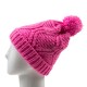 eUty Women Bright Fuchsia Fold-Over Beanie with Pom Pom One Size