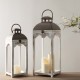 Glitzhome Set of 2 Modern Farmhouse Wooden Lantern