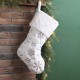 Glitzhome 21"L White Plush with Snowflake Christmas Stocking