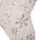 Glitzhome 21"L White Plush with Snowflake Christmas Stocking