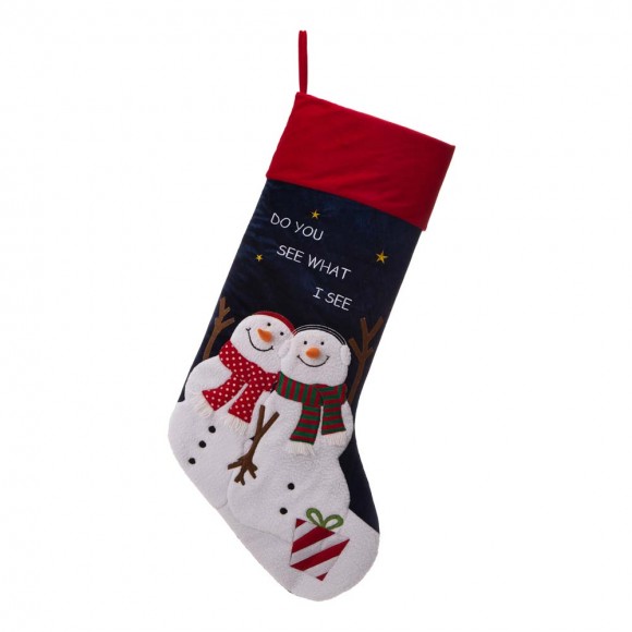 Glitzhome 36"L Velvet 3D Snowman Oversized Stocking