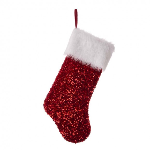 Glitzhome 21"L Red Sequin Christmas Stocking