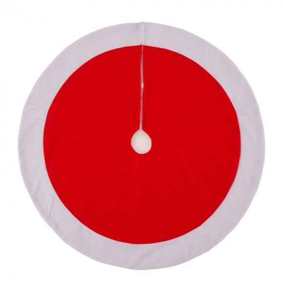 Glitzhome 48“D Red & White Felt Christmas Tree Skirt