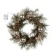 Glitzhome 24"D LED Pre-Lit Greenery Berry Holly Pine cone Silver Ornament Wreath