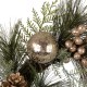 Glitzhome 24"D LED Pre-Lit Greenery Berry Holly Pine cone Silver Ornament Wreath