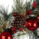Glitzhome 24“D LED Pre-Lit Greenery Berry Holly Pine cone Red Ornament Wreath
