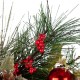 Glitzhome 24“D LED Pre-Lit Greenery Berry Holly Pine cone Red Ornament Wreath