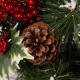 Glitzhome 24"D LED Pre-Lit Greenery Buffalo Bow Berry Holly Pine cone Rattan Ornament Wreath ( Timer Included)