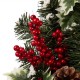 Glitzhome 24"D LED Pre-Lit Greenery Buffalo Bow Berry Holly Pine cone Rattan Ornament Wreath ( Timer Included)