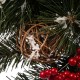 Glitzhome 24"D LED Pre-Lit Greenery Buffalo Bow Berry Holly Pine cone Rattan Ornament Wreath