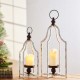 Glitzhome Set Of 2 Farmhouse Rustic Metal Lantern (Large and Small)