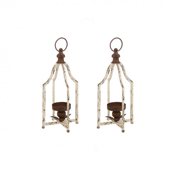 Glitzhome 16.5"H Farmhouse Rustic Metal Lantern, Set of 2