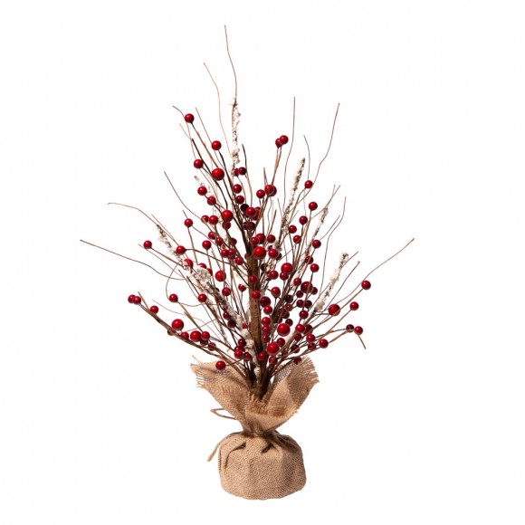 Glitzhome 16"H Christmas Red Berry Table Tree Décor