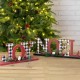 Glitzhome Set of 2 Christmas Wooden Plaid JOY & NOEL Table Decors