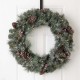 Glitzhome 24"D Pre-Lit Glittered Pine Cone Christmas Wreath with Warm White LED Light