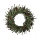 Glitzhome 24"D Pre-Lit Greenery Pine Cone Christmas Wreath with Warm White LED Light