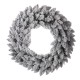 Glitzhome 24"D Pre-Lit Snow Flocked Christmas Wreath With Warm White LED Light