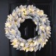 Glitzhome 24"D Pre-Lit Snow Flocked Christmas Wreath With Warm White LED Light