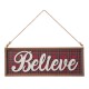Glitzhome 24"L Wooden Double-signed Peace & Believe Hanging Sign Wall Decor