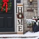 Glitzhome 42"H Wooden "Home" Porch Sign with 3 Interchangeable Floral Wreaths（Spring/ Fall/ Christmas）