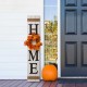 Glitzhome 42"H Wooden "Home" Porch Sign with 3 Interchangeable Floral Wreaths（Spring/ Fall/ Christmas）