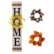 Glitzhome 42"H Wooden "Home" Porch Sign with 3 Interchangeable Floral Wreaths（Spring/ Fall/ Christmas）