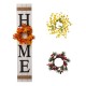 Glitzhome 42"H Wooden "Home" Porch Sign with 3 Interchangeable Floral Wreaths（Spring/ Fall/ Christmas）