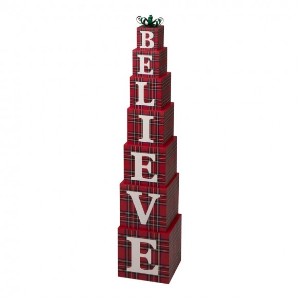 Glitzhome 42.13"H Wooden BELIEVE Double-edage Porch Decor