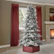 Glitzhome 7.5ft Pre-Lit Snow Flocked Fir Christmas Tree with 400 Warm White Lights