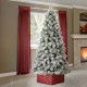 Glitzhome 9ft Pre-Lit Snow Flocked Artificial Spruce Christmas Tree With 900 Warm White Lights