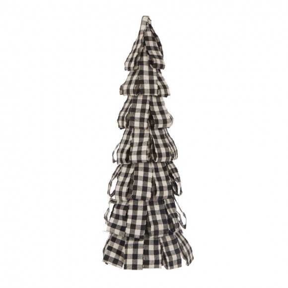 Glitzhome 16.93"H Black & White Plaid Fabric Table Tree