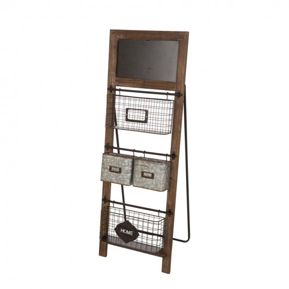 Glitzhome 43.31"H Farmhouse Metal/Wooden Magazine Rack