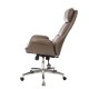 Glitzhome Mid-Century Modern Brownish Grey Leatherette Gaslift Adjustable Swivel Office Chair