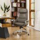 Glitzhome Mid-Century Modern Brownish Grey Leatherette Gaslift Adjustable Swivel Office Chair