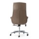 Glitzhome Mid-Century Modern Brownish Grey Leatherette Gaslift Adjustable Swivel Office Chair