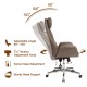 Glitzhome Mid-Century Modern Brownish Grey Leatherette Gaslift Adjustable Swivel Office Chair