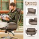 Glitzhome Mid-Century Modern Brownish Grey Leatherette Gaslift Adjustable Swivel Office Chair