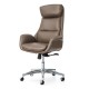 Glitzhome Mid-Century Modern Brownish Grey Leatherette Gaslift Adjustable Swivel Office Chair