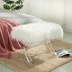 Glitzhome 25.6"L White and Clear Faux Fur Upholstered Bench with Acrylic X-Leg