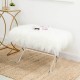 Glitzhome 25.6"L White and Clear Faux Fur Upholstered Bench with Acrylic X-Leg