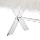 Glitzhome 25.6"L White and Clear Faux Fur Upholstered Bench with Acrylic X-Leg