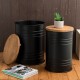 Glitzhome Black Metal Storage Accent Table or Stool with Solid Wood Lid - Set of 2