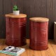 格致优品 Glitzhome Red Metal Storage Accent Table or Stool with Round Wood Lid—格致优品 Glitzhome 红色金属边桌/ 凳子，附储物功能