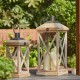 Glitzhome Modern Farmhouse Wooden Lantern, Set of 2