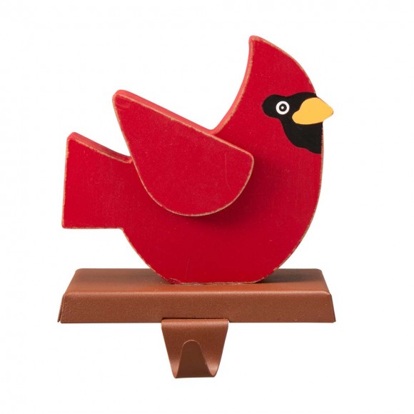 Glitzhome 6.3"H Wooden Christmas Red Bird Stocking Holder