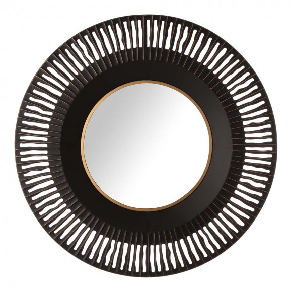 Glitzhome 35"D Vintage Industrial Metal Round Wall Mirror Decor